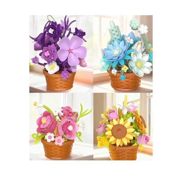 Bloques flor en maceta celeste
