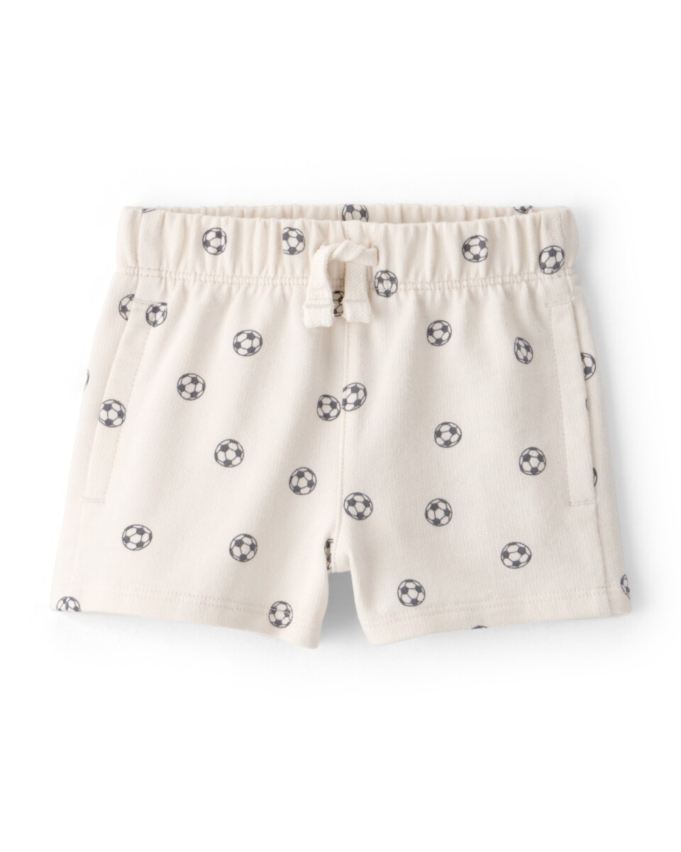 Short de algodón, color marfil, diseño pelotas 