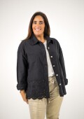 Chaqueta de Jean con broderie abajo Negra