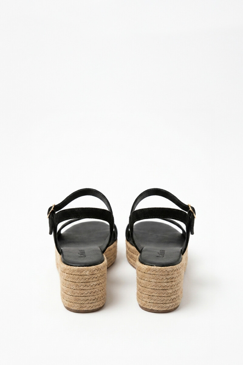 Sandalia gamuza plataforma yute negro