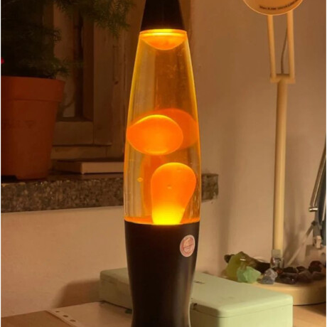 Lámpara de lava con base negra Naranja