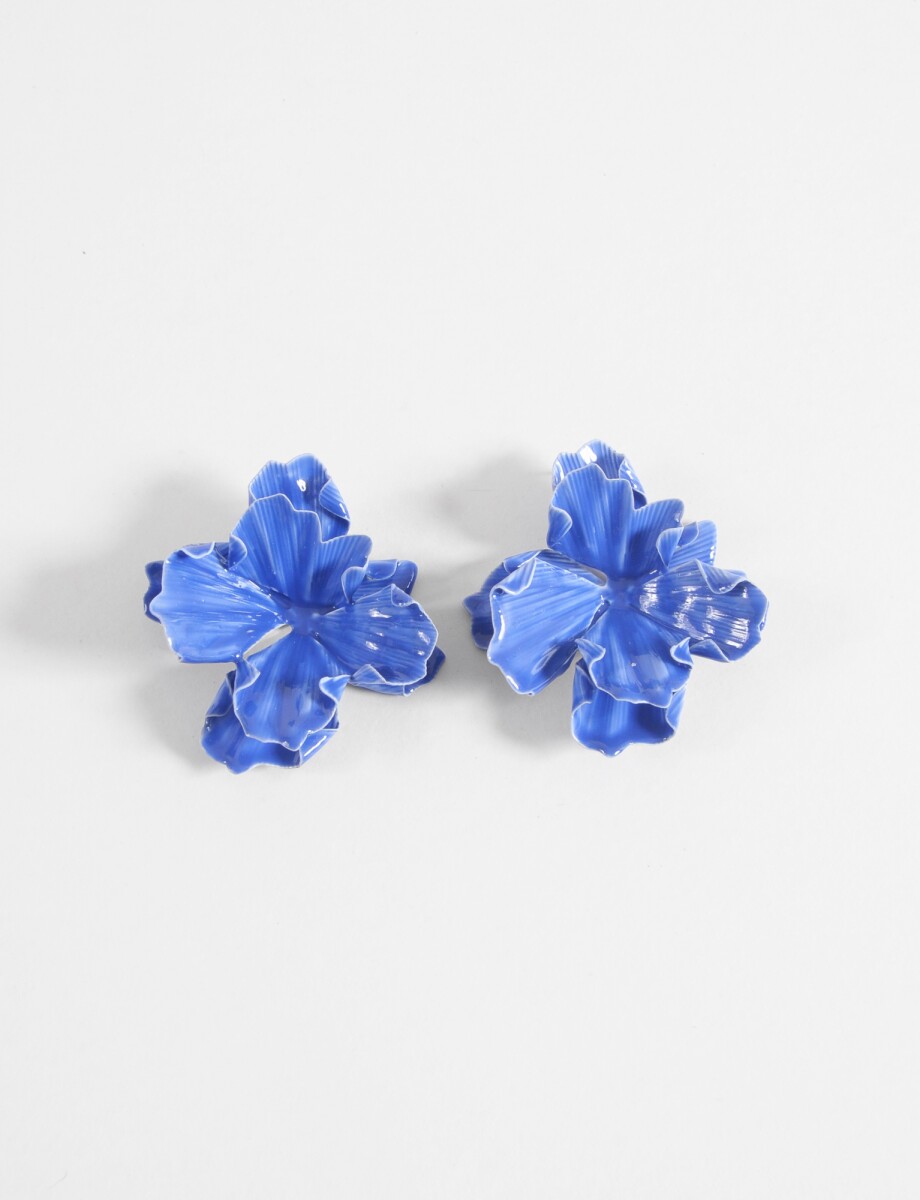 Caravanas rígidas pétalos - azul 