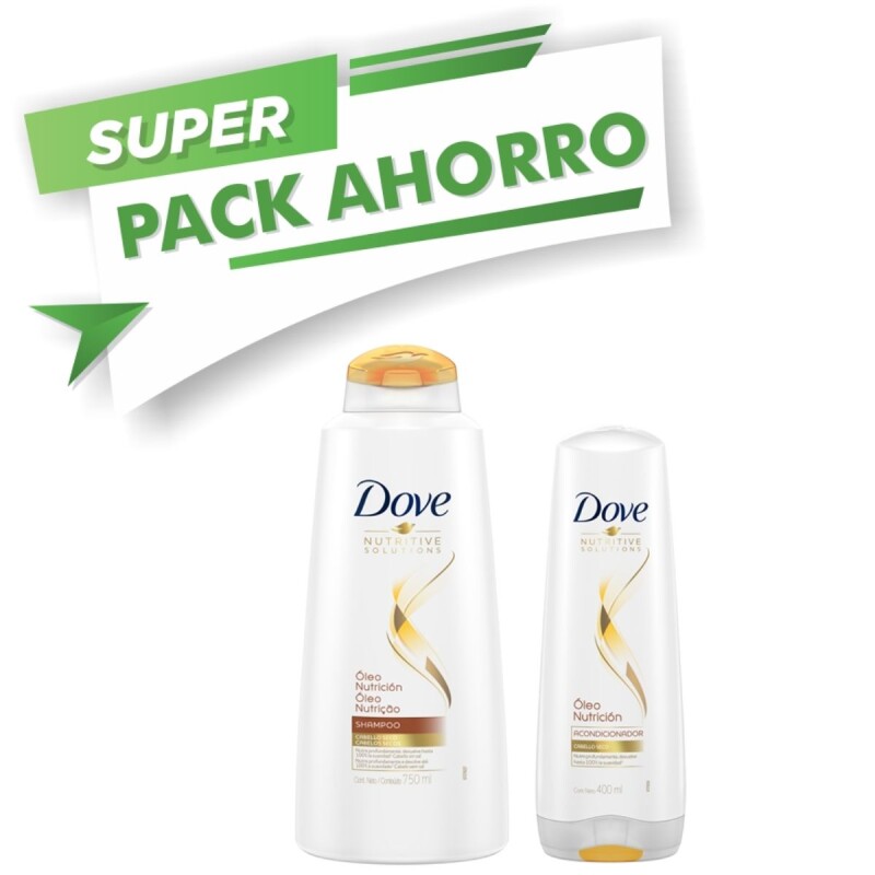 Shampoo Dove Óleo Nutrición Pack Ahorro 750ML + AC 400ML