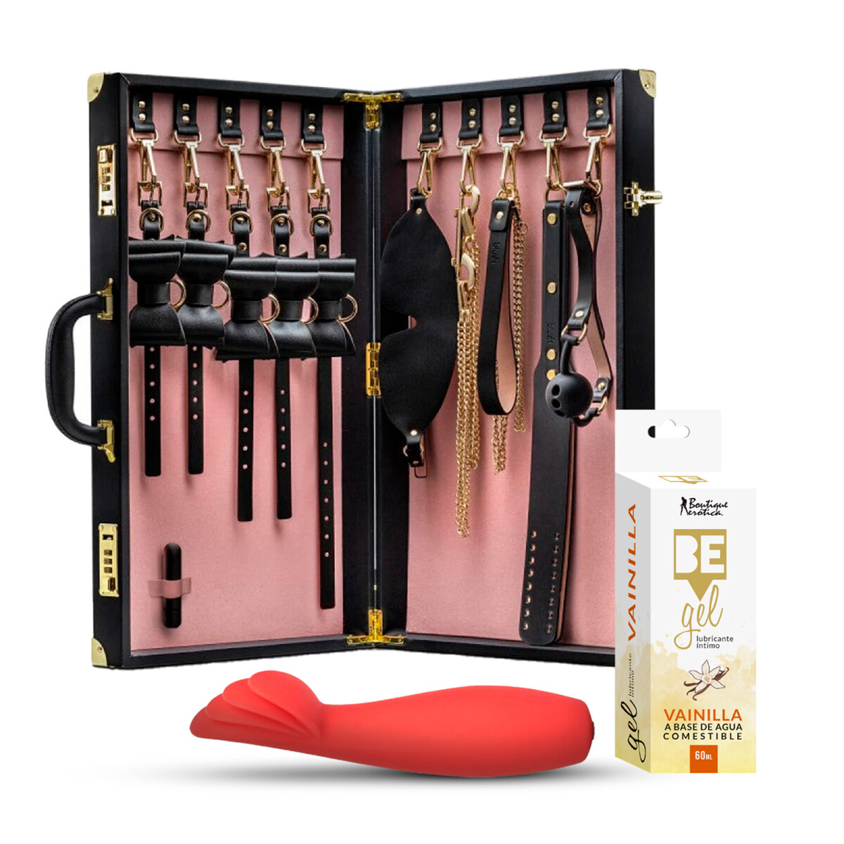 Kit Temptasia BDSM + Vibrador Red Hot + Gel Comestible 