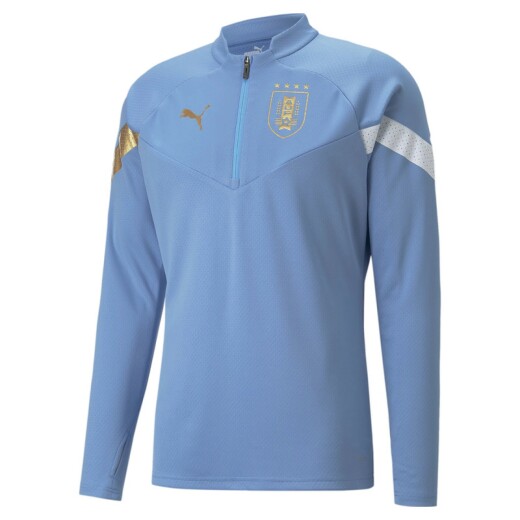 Buzo Puma Medio Cierre Uruguay 1/4 Zip Top Celeste S/C