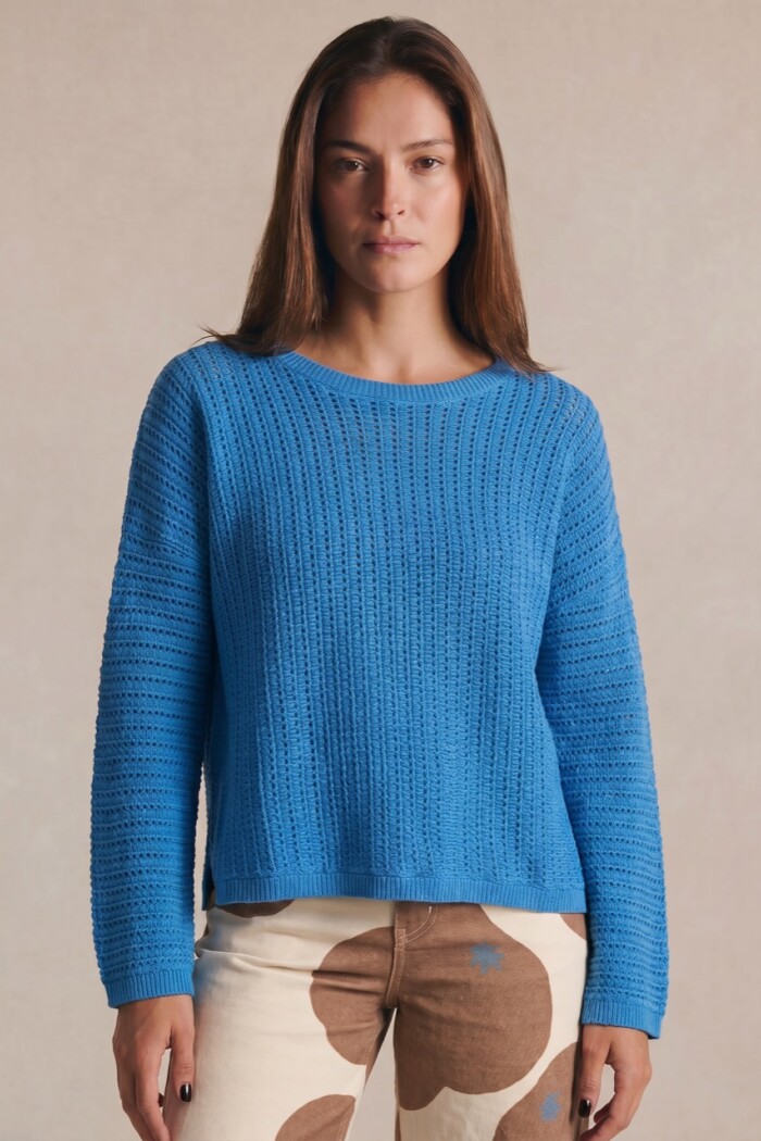 Sweater Texturado Lurex Azul
