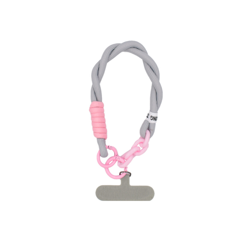 Correa de mano para celular trenzada color gris/rosa Correa De Mano Para Celular Trenzada Color Gris/rosa