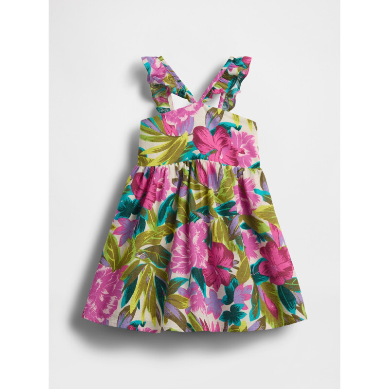 SL LINEN FLTR HALTER DRS SP SU25 FLRL LEAF MLT