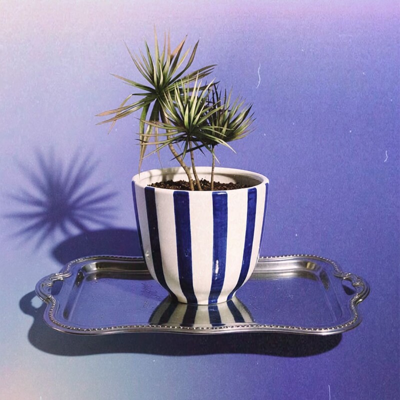 Maceta de cerámica Rayas azul