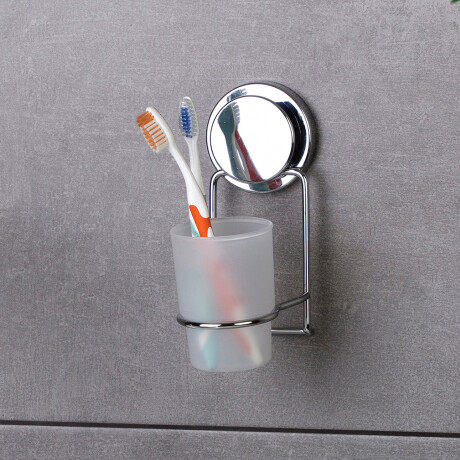 Vaso Porta Cepillos Para Baño Plástico Moderno Plateado