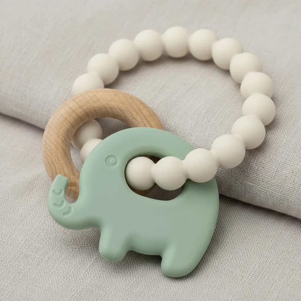 Mordillo Elefante bambu y silicona BUBA verde