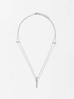 Collar Doble Con Colgantes De Circonitas plateado