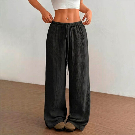 Set 2 Pantalones Palazzo Dama Tipo Lino Anchos Verano Negro