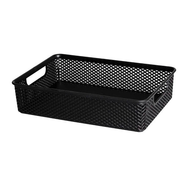 CESTO ORGANIZADOR LINEA NEGRO SIN TAPA 39X27X7.5 CM. NEGRO