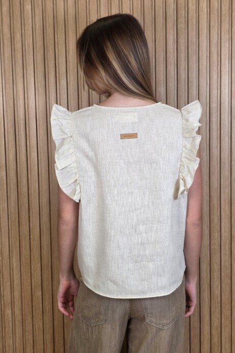 Musculosa Cata Puro Lino Beige Melange