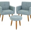 Conjunto Decorativo 492 Dallas 2 Poltronas + Puff Celeste Conjunto Decorativo 492 Dallas 2 Poltronas + Puff Celeste