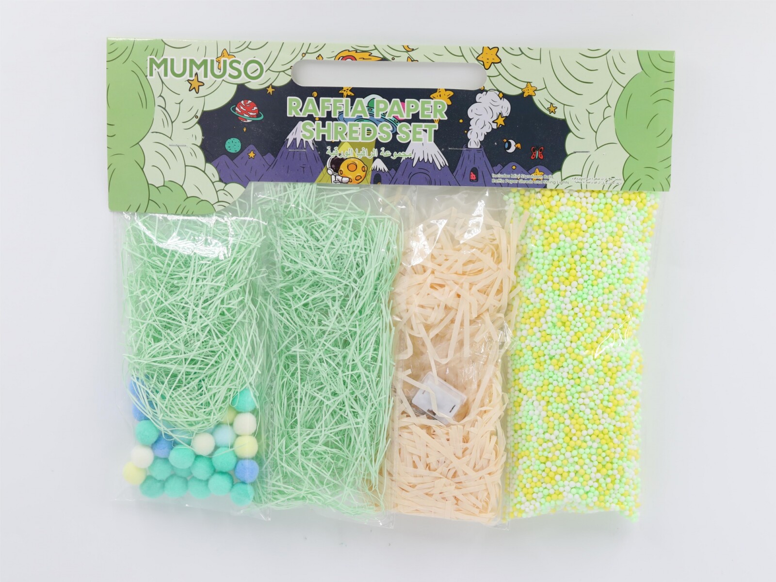 JUEGO DE TROZOS DE PAPEL DE RAFIA (VERDE) 