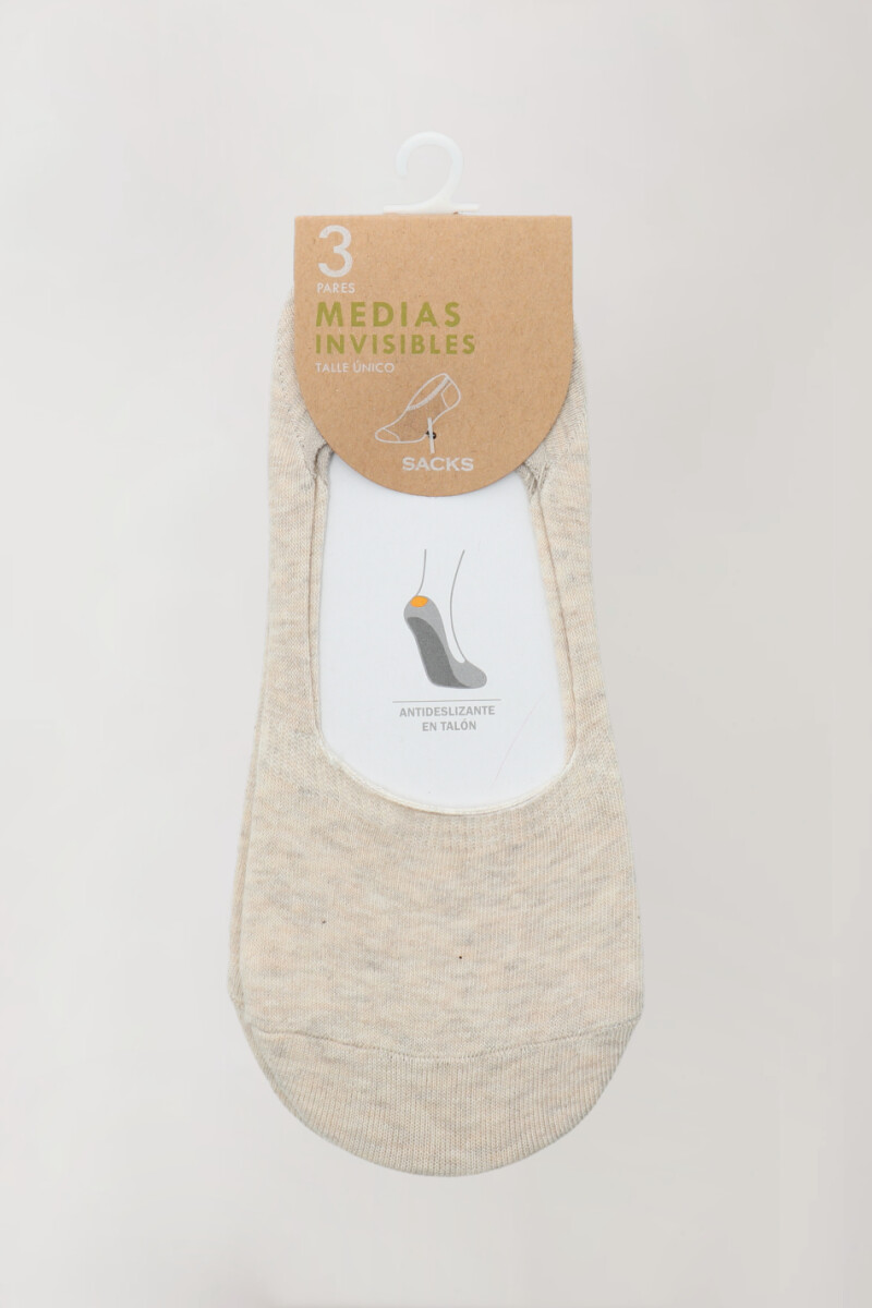 Pack de 3 medias invisibles lisas Beige