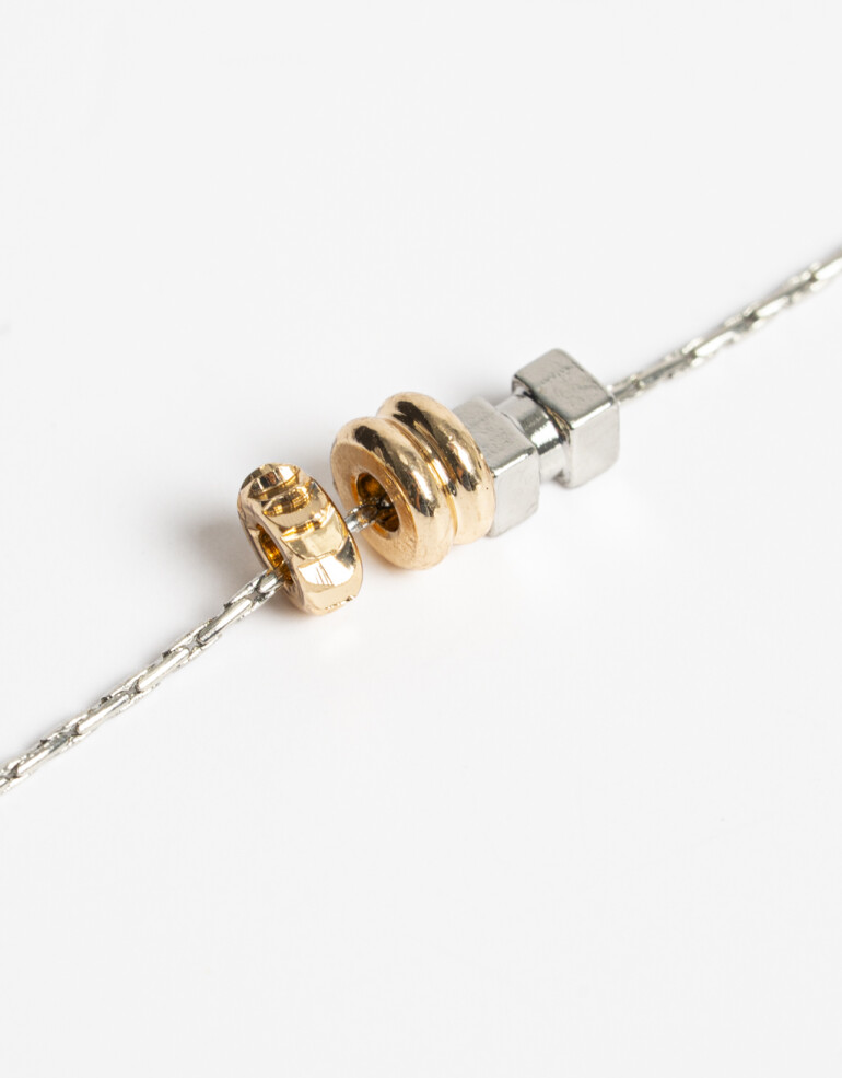 Cadena Corta con Dije Metal Collar De Cadena Dijes Biplating - Dorado