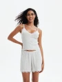 MUSCULOSA CON ENCAJE GRIS MELANGE M