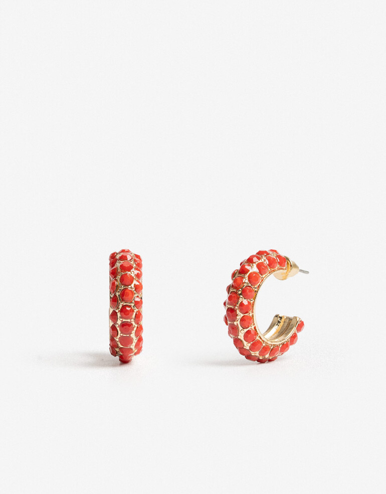 Aros Argollas Strass Argollas Strass - Rojo Medio