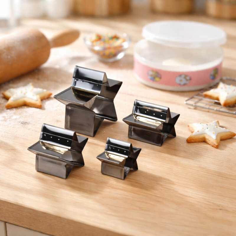Set 4 moldes para galleta forma de estrella en metal INOX