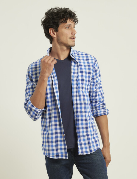 Camisa Harrington Label Azul Oscuro/azul