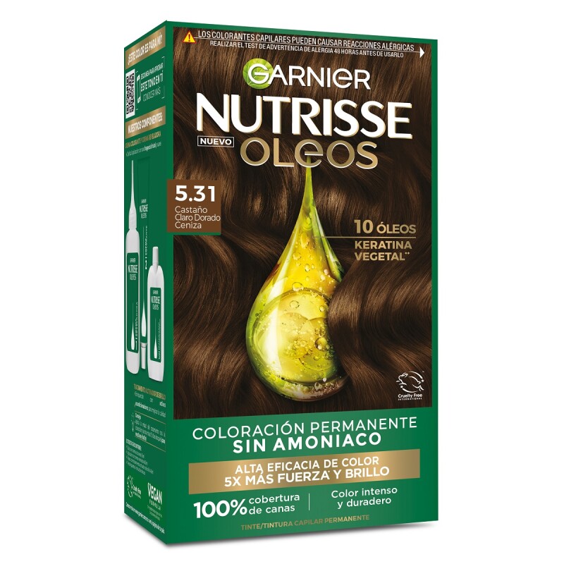Tinta Garnier Nutrisse Oleos N°5.31 Castaño Dorado Cenizo Tinta Garnier Nutrisse Oleos N°5.31 Castaño Dorado Cenizo