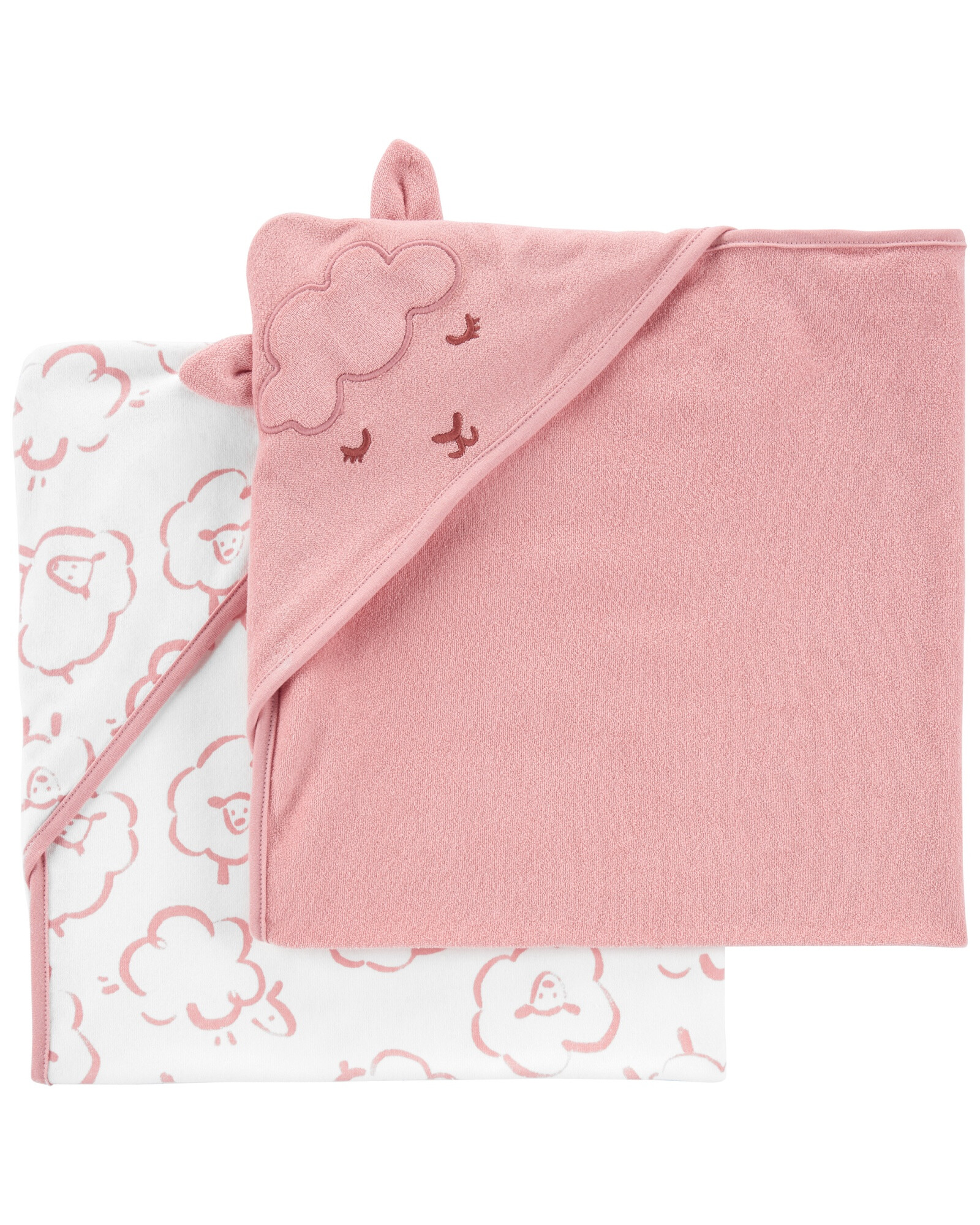Pack dos toallas de algodón con capucha, diseño oveja Pack dos toallas de algodón con capucha, diseño oveja