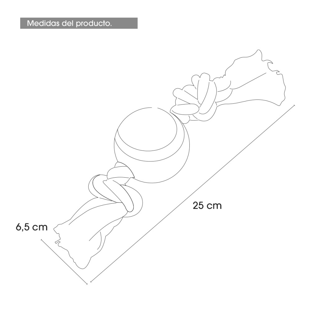 Hueso De Soga Con 2 Nudos Y Pelota De Tenis 25 Cm Color surtido