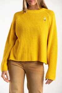 Sweater Algodon Con Bordado Amarillo