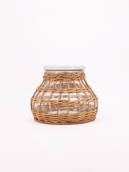 FANALES VIDRIO Y RATAN NATURAL