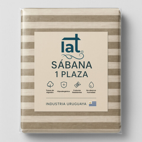 Juego De Sabanas 1 Plaza Toque Algodón Sommier Beige - Taupe Juego De Sabanas 1 Plaza Toque Algodón Sommier Beige - Taupe