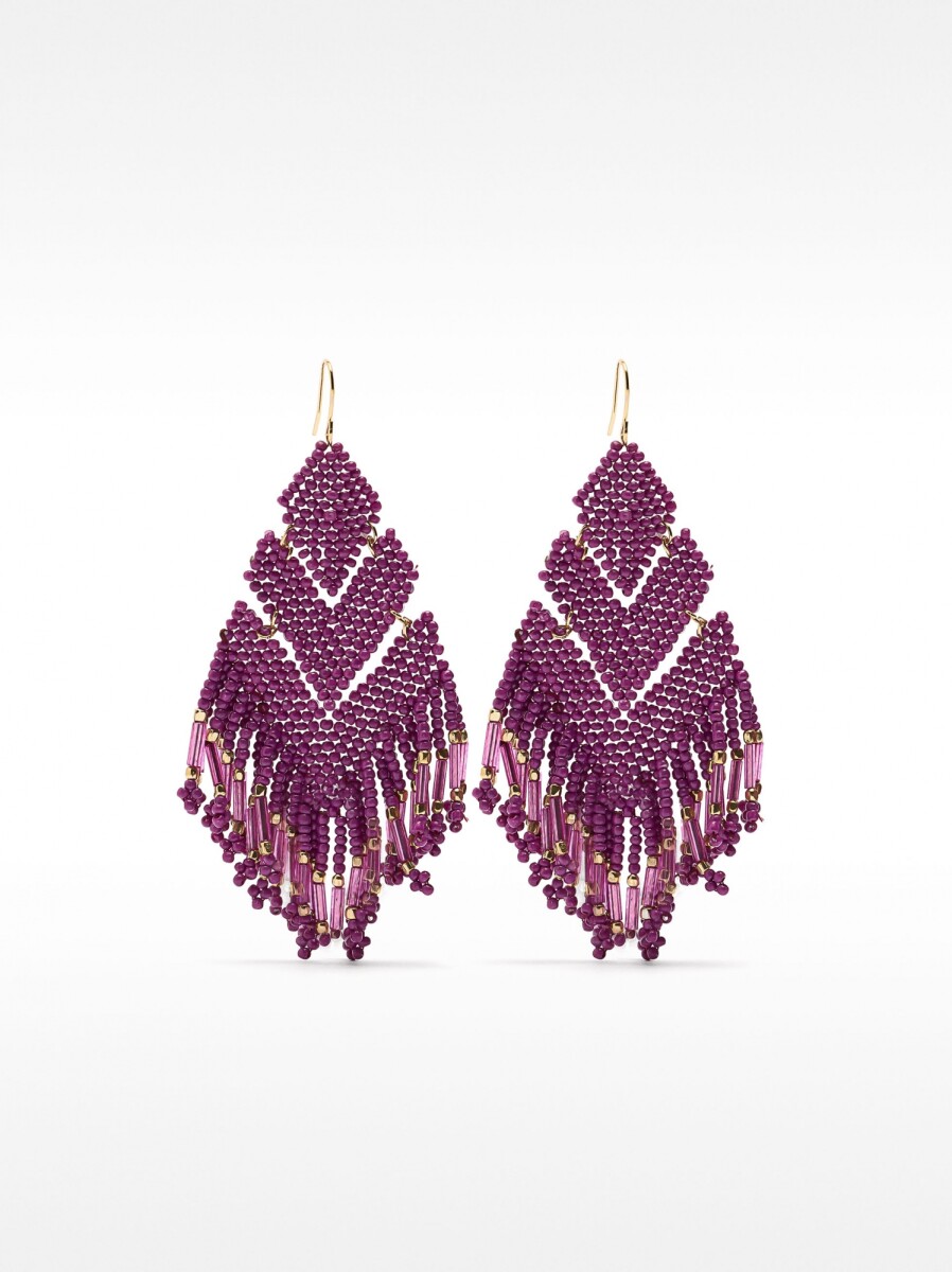 Pendientes Rombo Con Abalorios - burdeos 