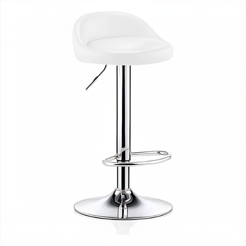 Taburete con Altura Regulable Respaldo Apoyapies Ecocuero Blanco