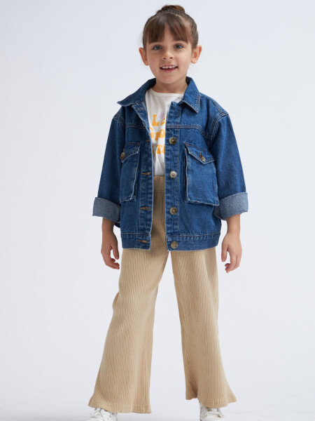 Pantalón en rib oxford Beige