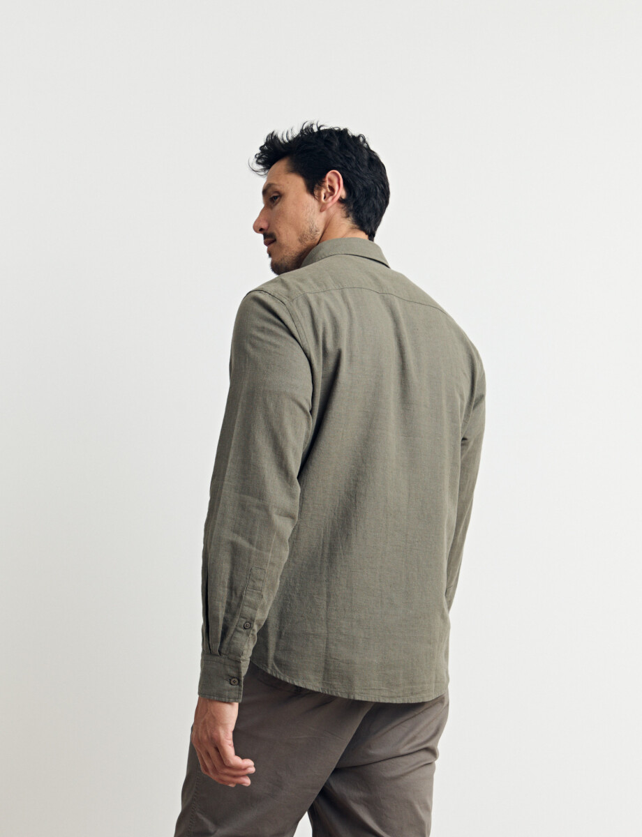 011665 CAMISA DE LINO HARRINGTON LABEL Oliva