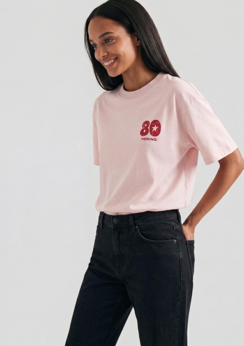 CAMISETA MANGA CORTA CON ESTAMPA - BLANCO - ROSADO 