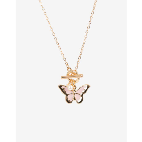 Cadena Con Dije De Mariposa Con Esmalte Bañado En Oro Dorado
