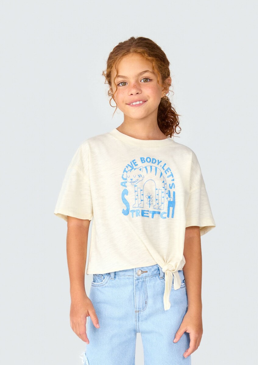 BLUSA INFANTIL CON LAZO - CELESTE 