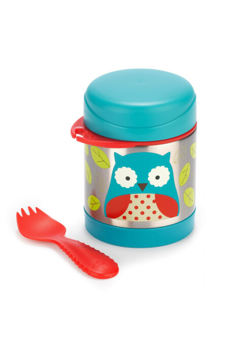 Tupper de acero inoxidable con cubierto, diseño búho Sin color