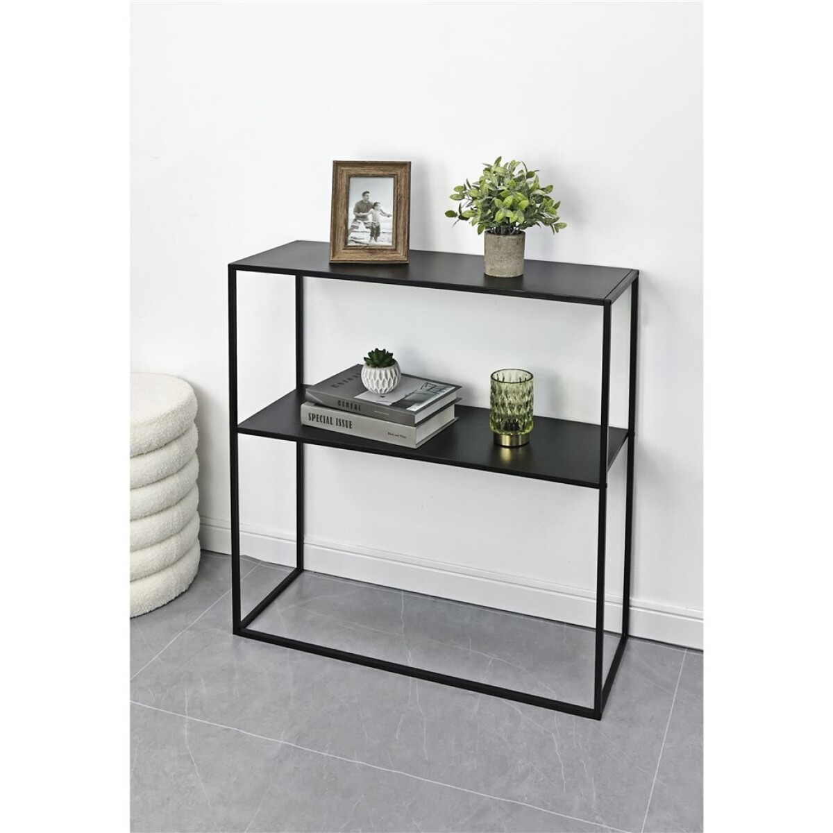 CONSOLA 2 NIVELES 78X27X78CM METAL NEGRO 