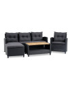Set jardín VEN 4 pl chaise longue negro Set jardín VEN 4 pl chaise longue negro