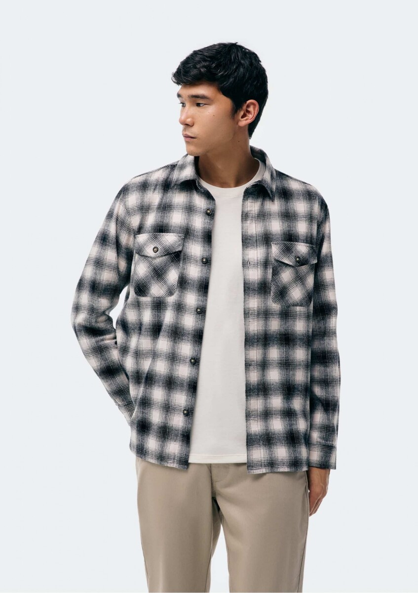 CAMISA MANGA LARGA DE RAYAS - NEGRO 