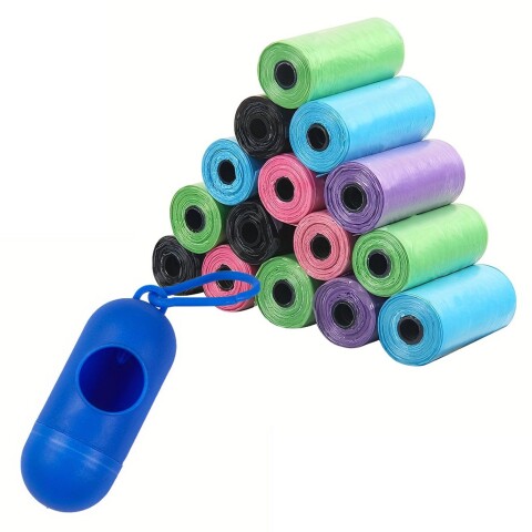 Bolsas Sanitarias x12 Residuos Mascota + Llavero Dispensador Variante Color Azul