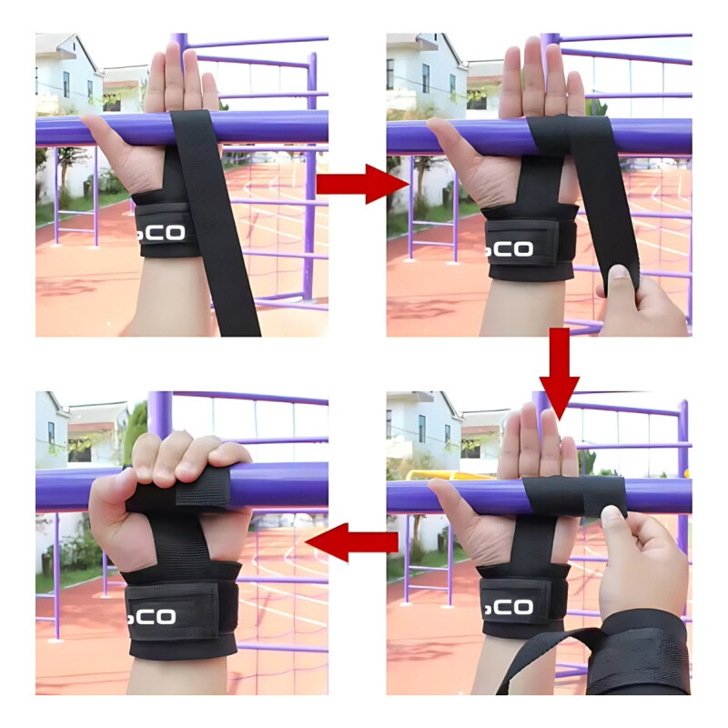 Set X2 Straps Correas Levantamiento Pesas Gym Negro Negro