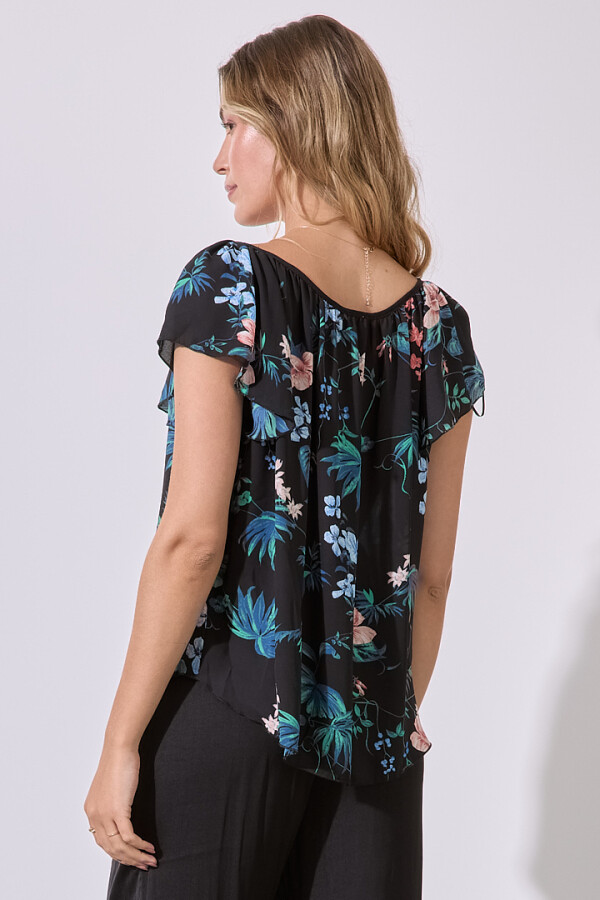 Blusa Flowers NEGRO/MULTI