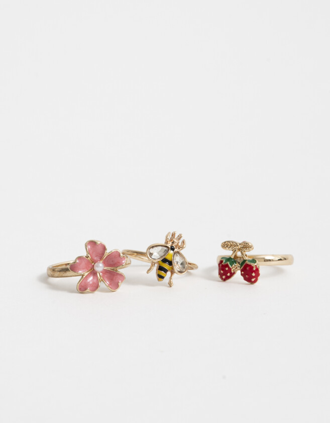 Sets Anillos Flores Set De Anillos - Dorado