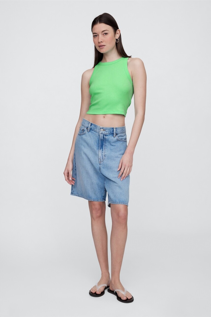 Musculosa Crop Mujer Neon Lime Green