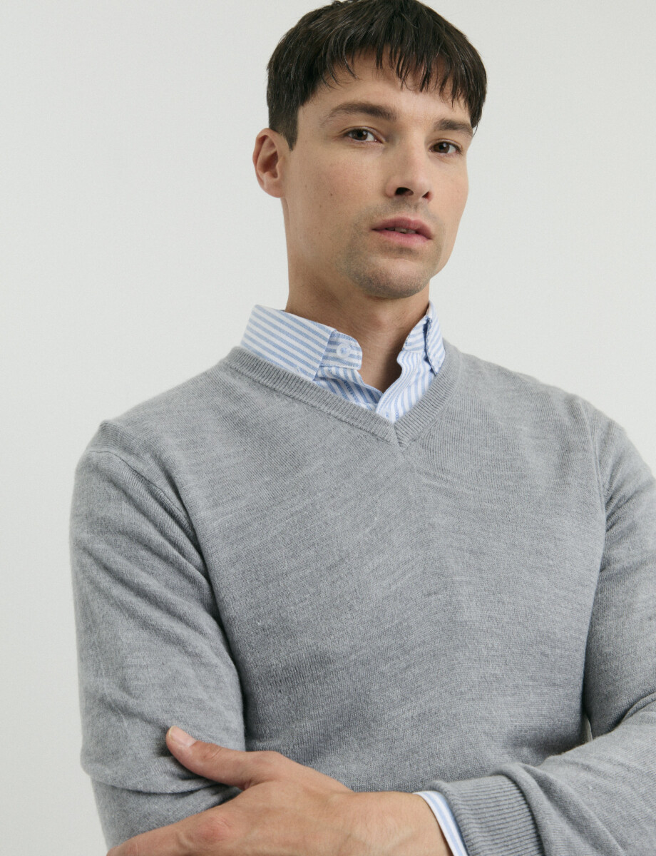 470313 SWEATER V HARRINGTON URBAN Gris Medio Melange